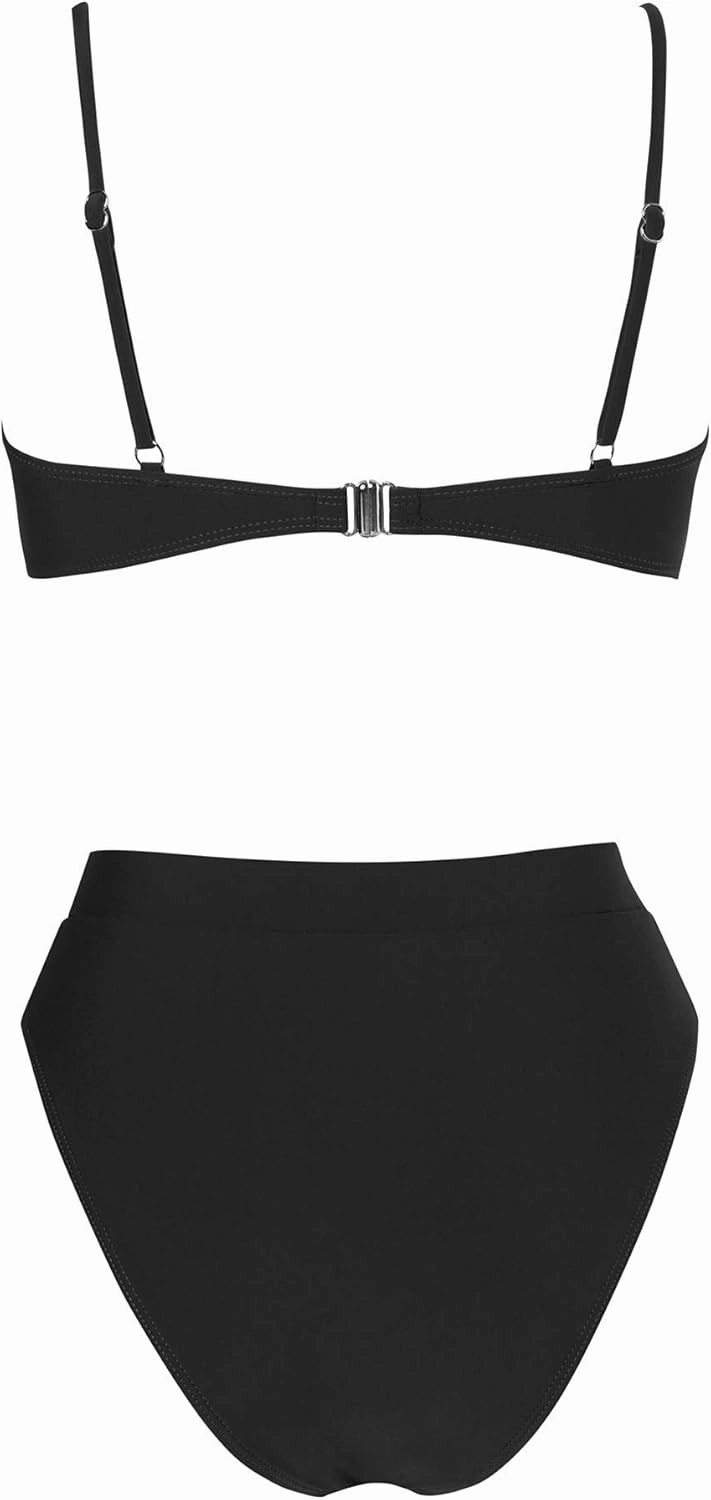 MOSHENGQI Women High Wasited Bikini Shoulder Strap 2 Piece High Cut String Swimsuits