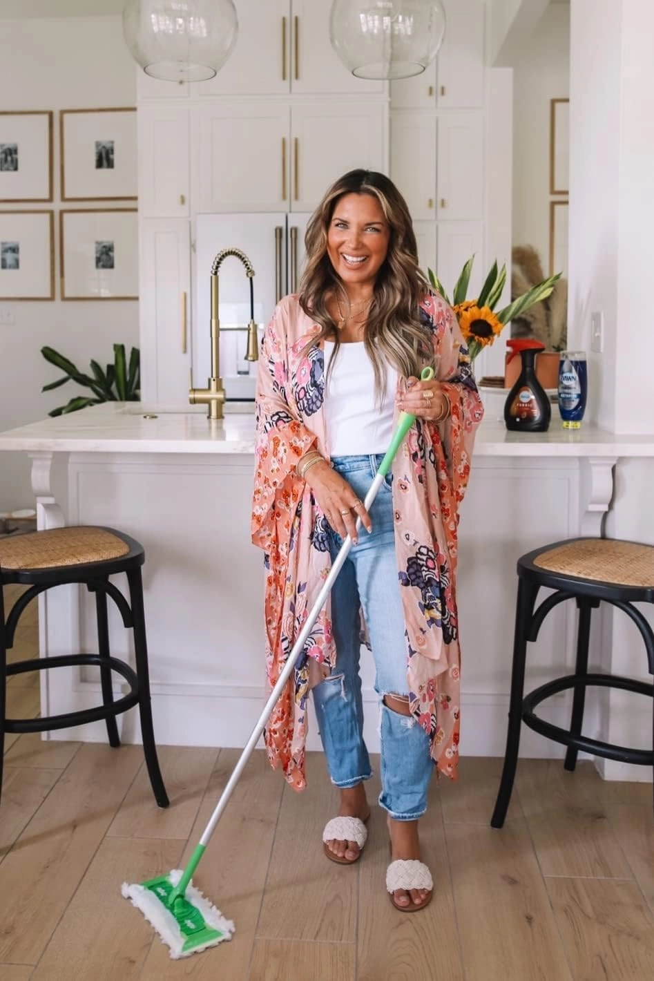 Moss Rose Women's Beach Cover up Swimsuit Kimono with Bohemian Floral Print, Loose Casual Resort Wear
