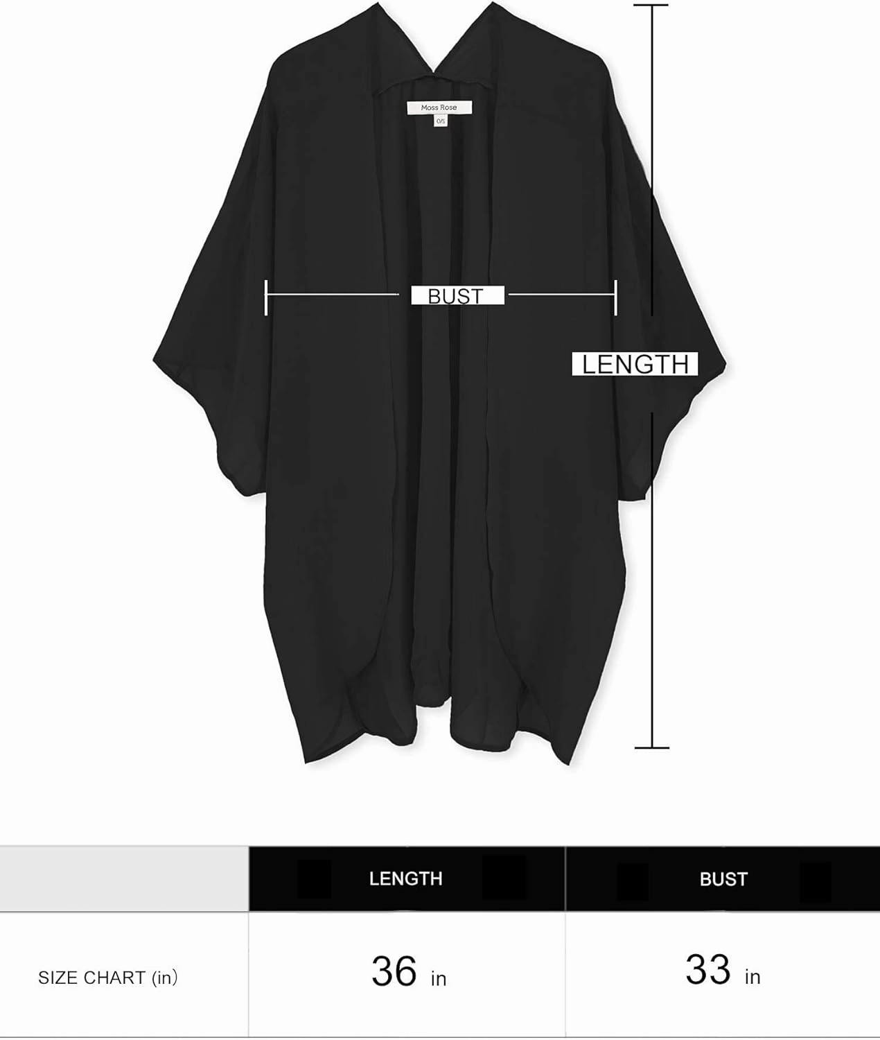 Moss Rose Women's Beach Kimono Coverup Sheer Chiffon Cover Ups, Casual Loose Open Front Cardigan Tops