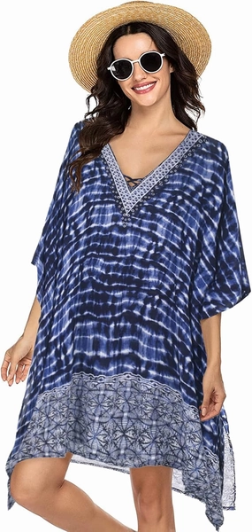 Moss Rose Women's Swimsuit Cover up Beach Kaftan for Bathing Suit with Floral Pattern