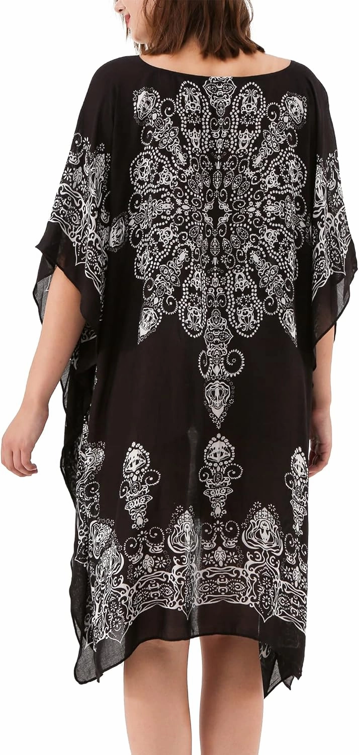 Moss Rose Women's Swimsuit Cover up Beach Kaftan for Bathing Suit with Floral Pattern