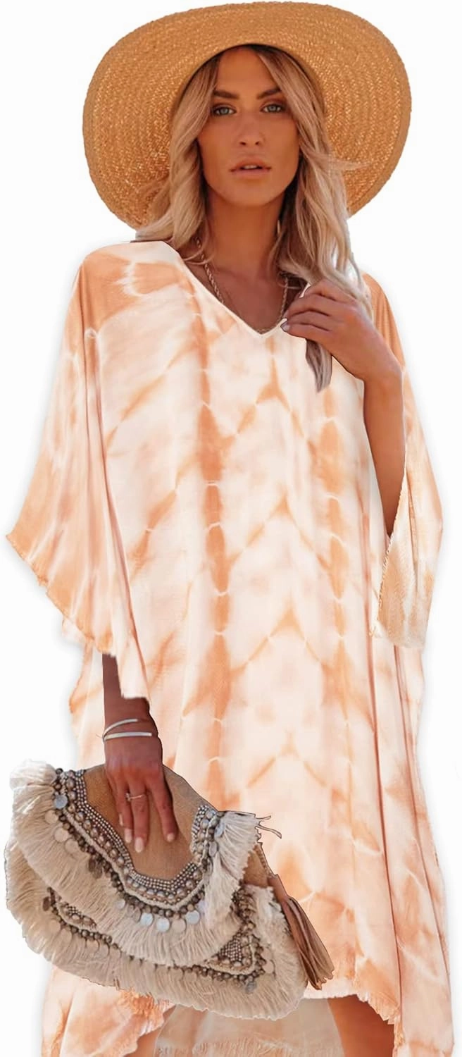 Moss Rose Women's Swimsuit Cover up Beach Kaftan for Bathing Suit with Floral Pattern