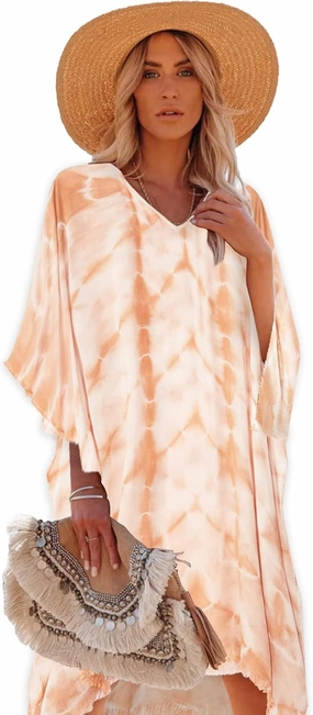 Moss Rose Women's Swimsuit Cover up Beach Kaftan for Bathing Suit with Floral Pattern