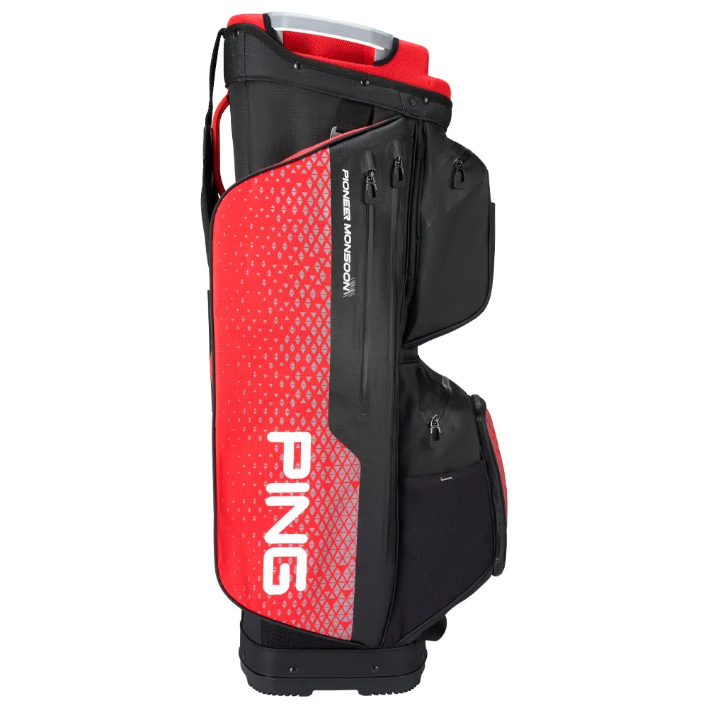 Ping Pioneer Monsoon 231 Waterproof Cart Bag - Black/Red, Personalized golf tees, Top-rated golf rangefinders 2024, UV protection golf hat