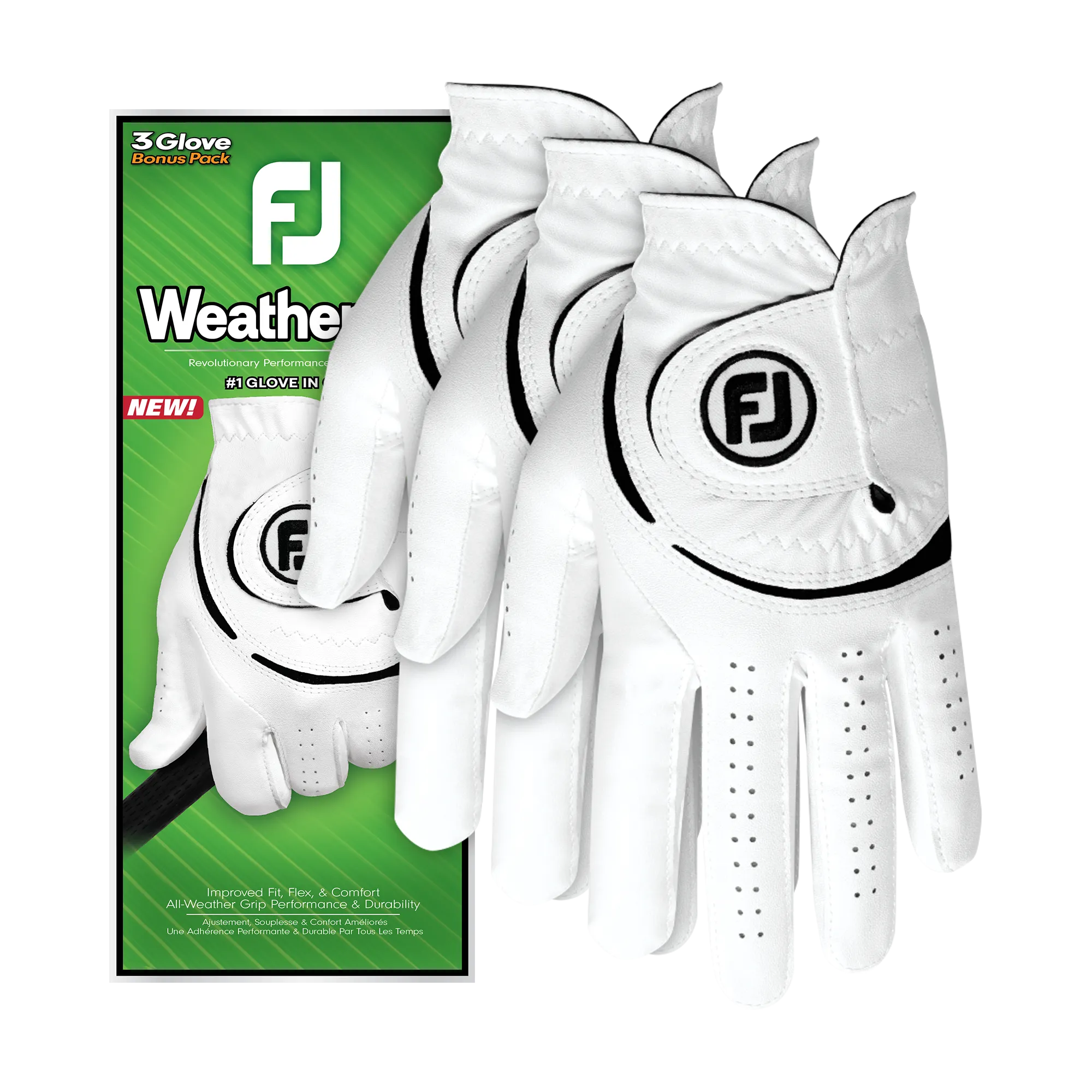 FootJoy WeatherSof Golf Glove (3 Pack) - White/Black, Smart golf balls, Golf meme gifts