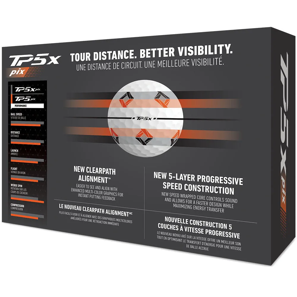 TaylorMade TP5x Pix 3.0 Golf Balls - White - 12 Pack, Spikeless golf shoes