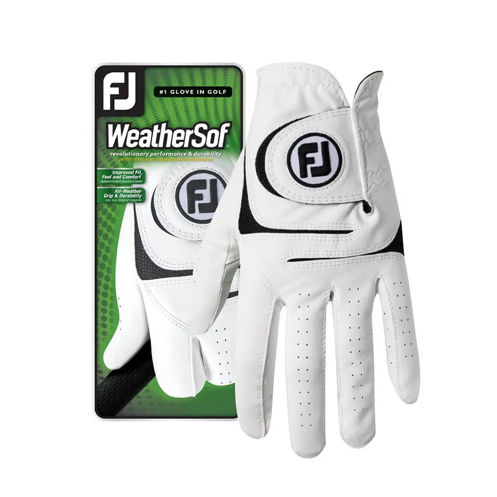 FootJoy WeatherSof Golf Glove - White, Lightweight golf bag