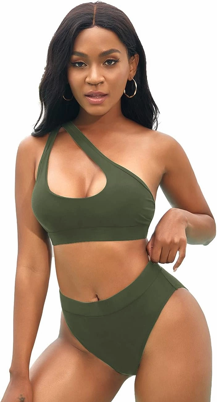 NAFLEAP One Shoulder Cutout Bikini Set for Women High Waisted Bottom Swimsuit Two Piece Bathing Suit