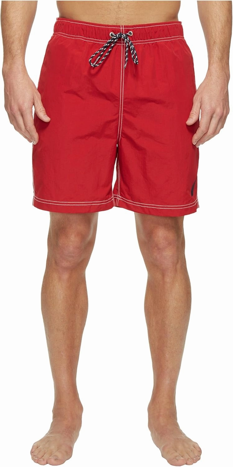 Nautica Men's Solid Quick Dry Classic Logo Swim Trunk