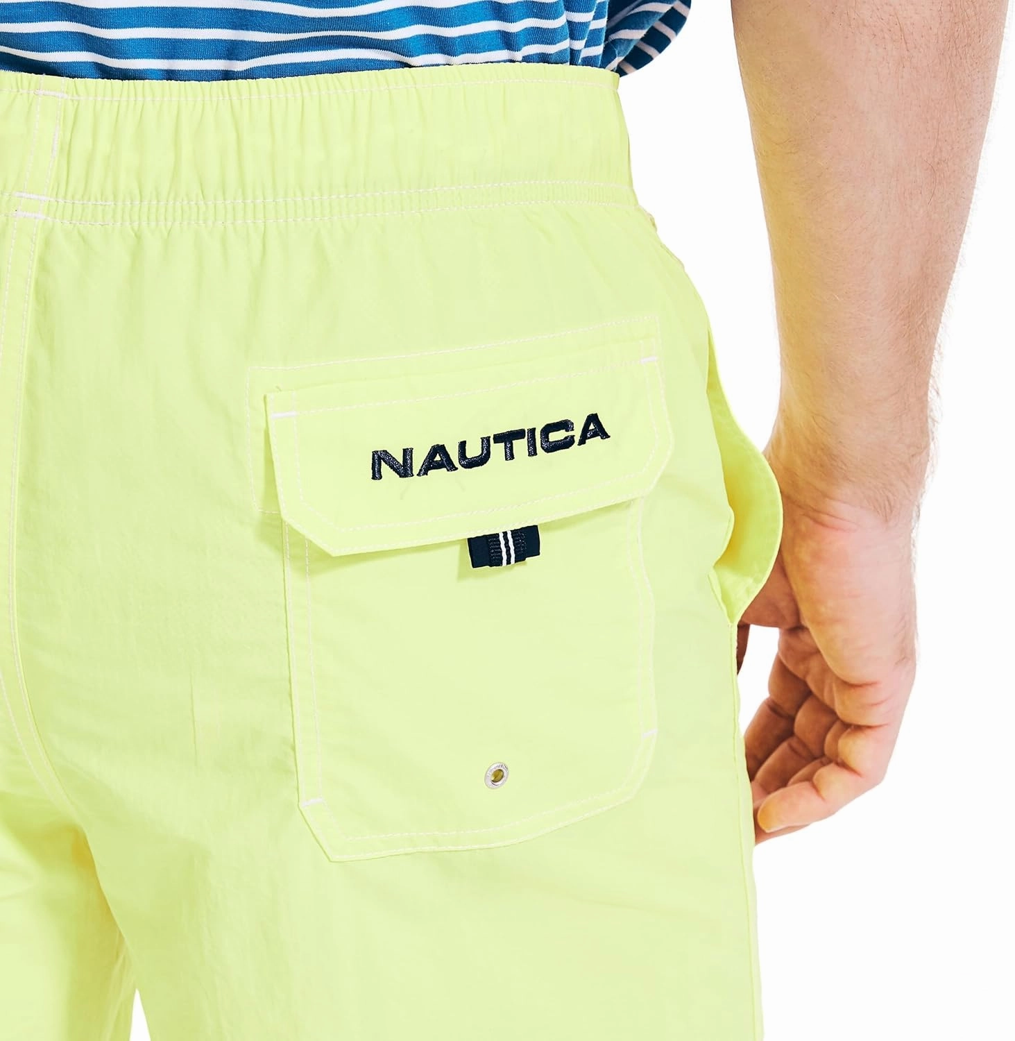 Nautica Men's Solid Quick Dry Classic Logo Swim Trunk