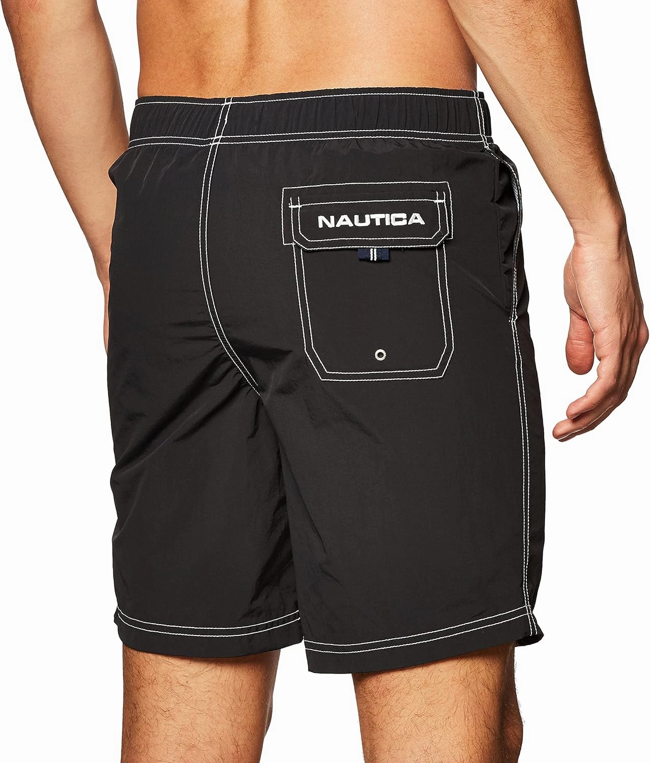 Nautica Men's Solid Quick Dry Classic Logo Swim Trunk