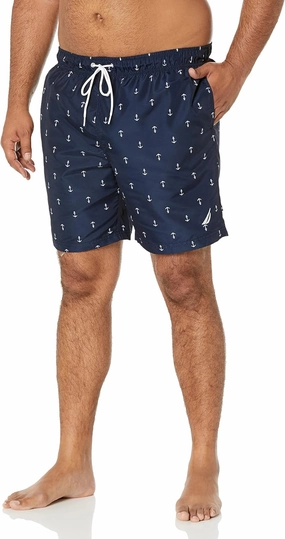 Nautica Men's Standard Quick Dry All Over Classic Anchor Print Swim Trunk