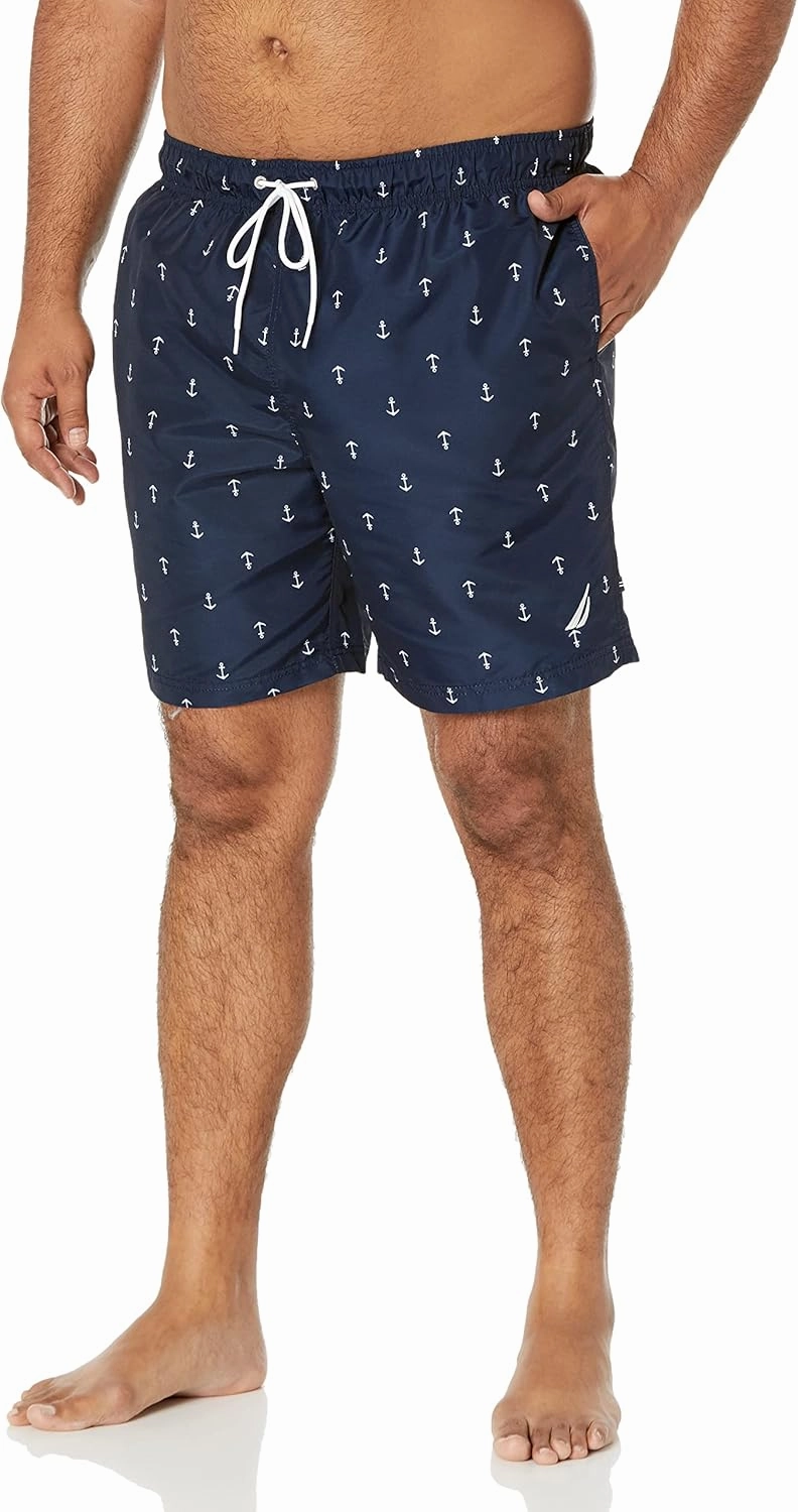 Nautica Men's Standard Quick Dry All Over Classic Anchor Print Swim Trunk