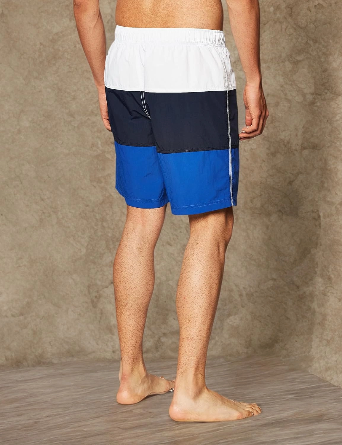 Nautica Men's Standard Quick Dry Classic Logo Tri-Block Series Swim Trunk