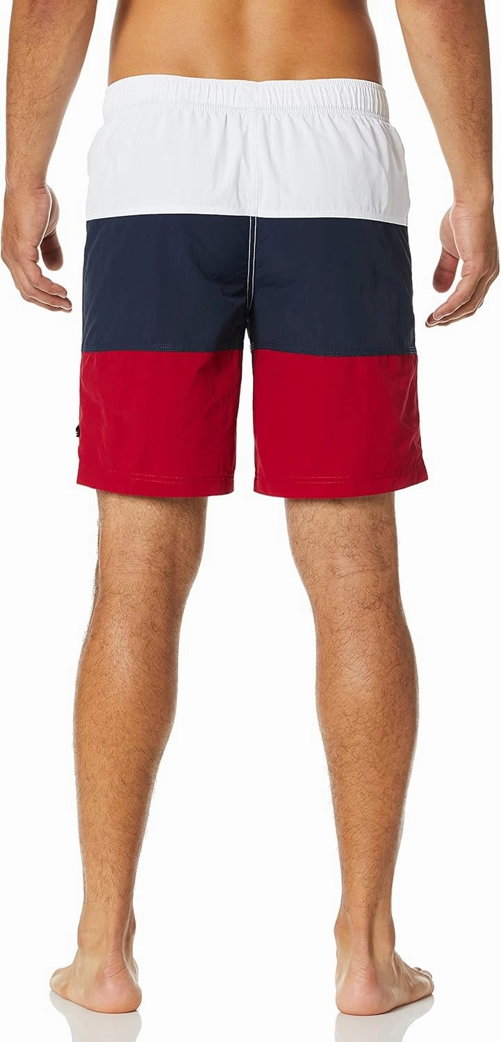 Nautica Men's Standard Quick Dry Classic Logo Tri-Block Series Swim Trunk