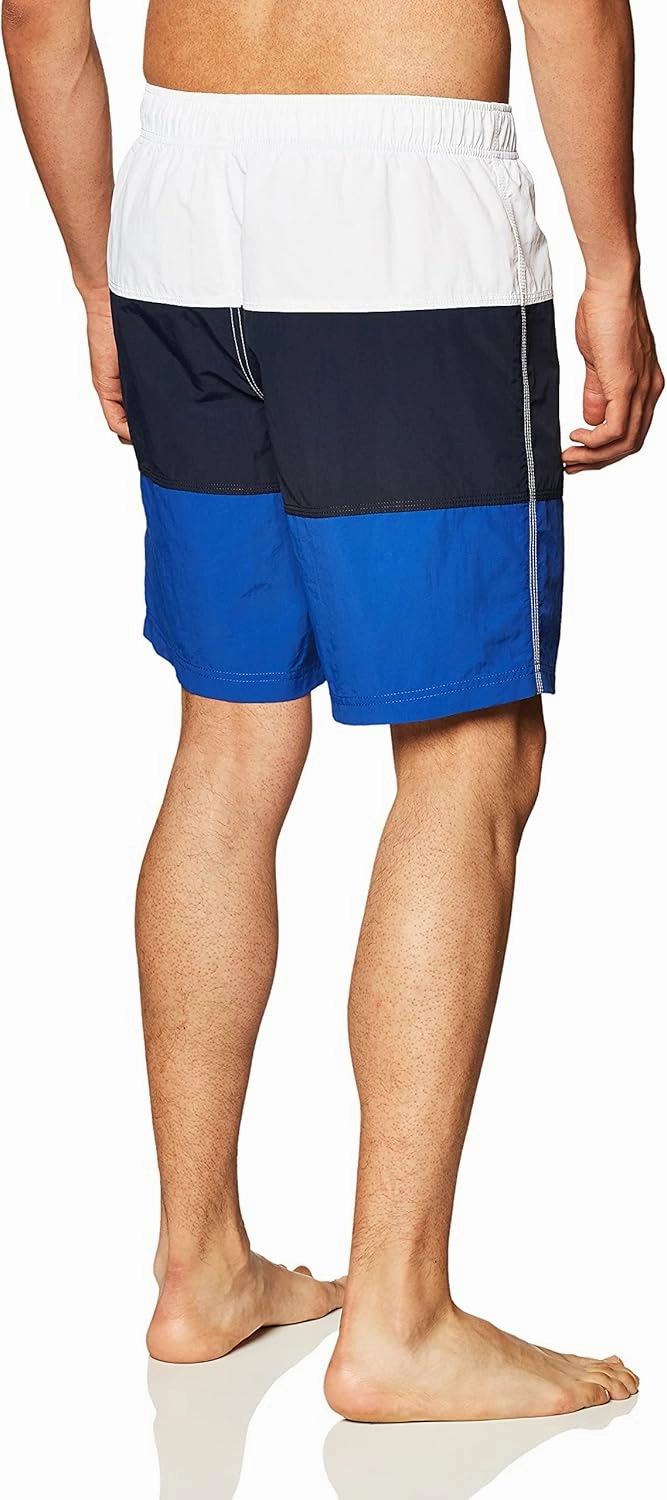 Nautica Men's Standard Quick Dry Classic Logo Tri-Block Series Swim Trunk