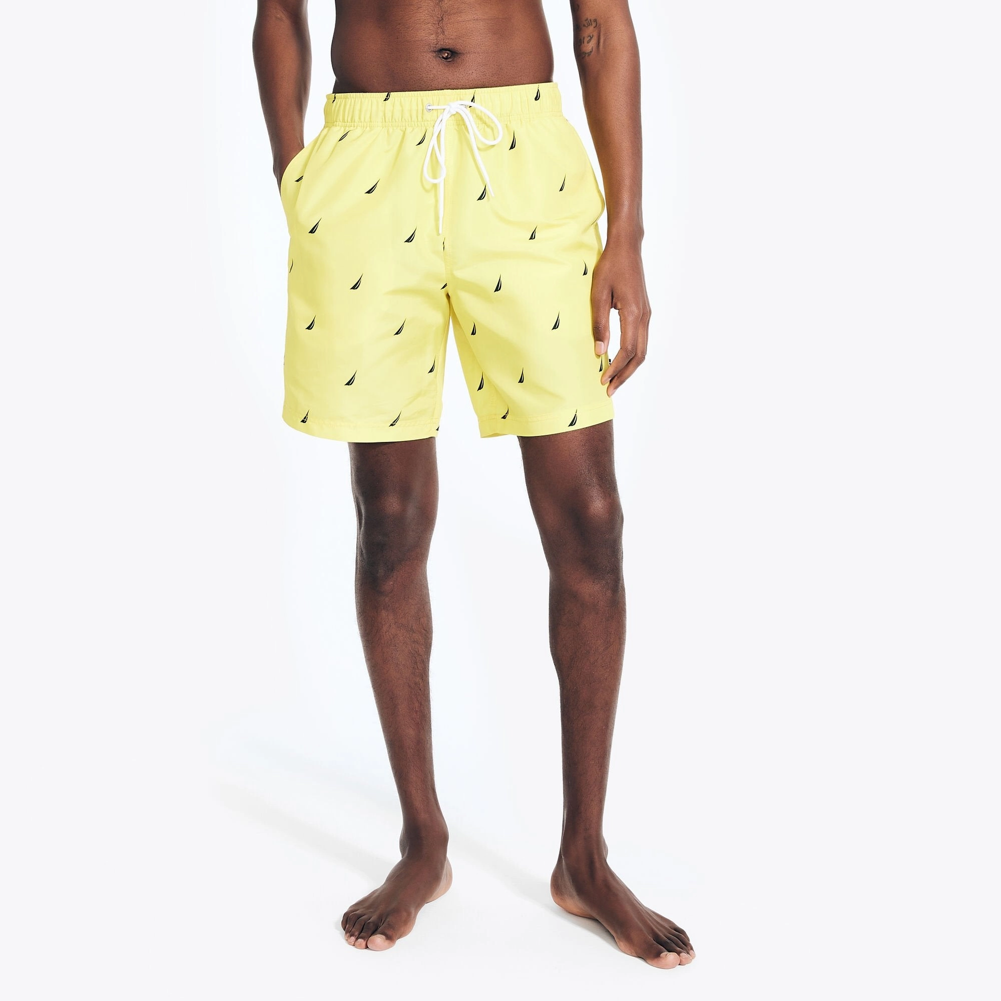 Nautica Mens 8" Logo Print Quick-Dry Swim