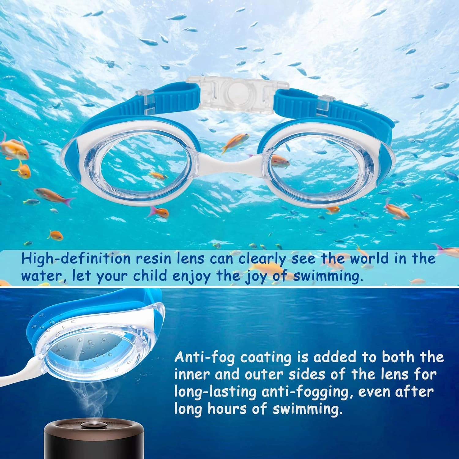 Nearsighted Swim Goggles for Kids -2.0D to -5.0D,Anti Fog Shortsighted Swimmg Glasses No Leaking,Suit for 4-14 Years