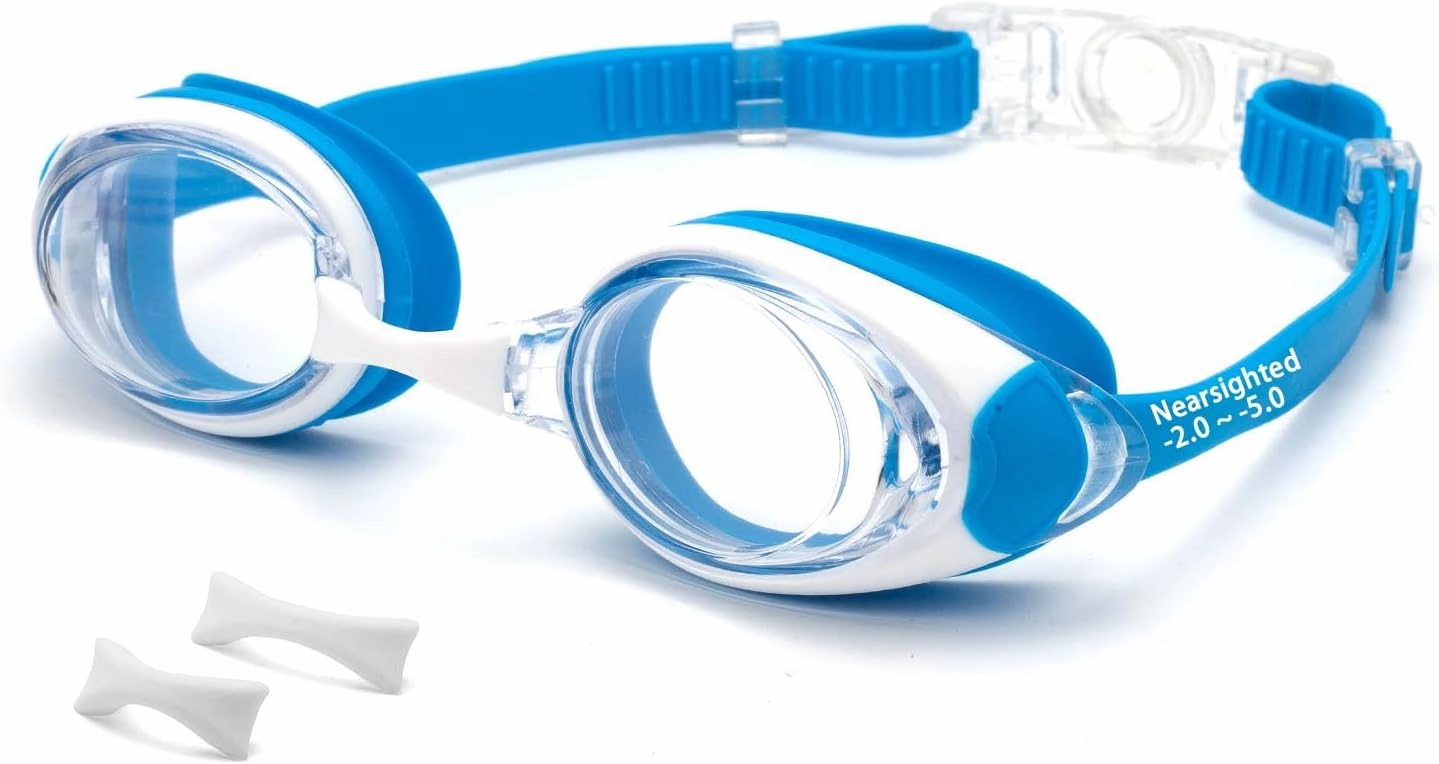 Nearsighted Swim Goggles for Kids -2.0D to -5.0D,Anti Fog Shortsighted Swimmg Glasses No Leaking,Suit for 4-14 Years