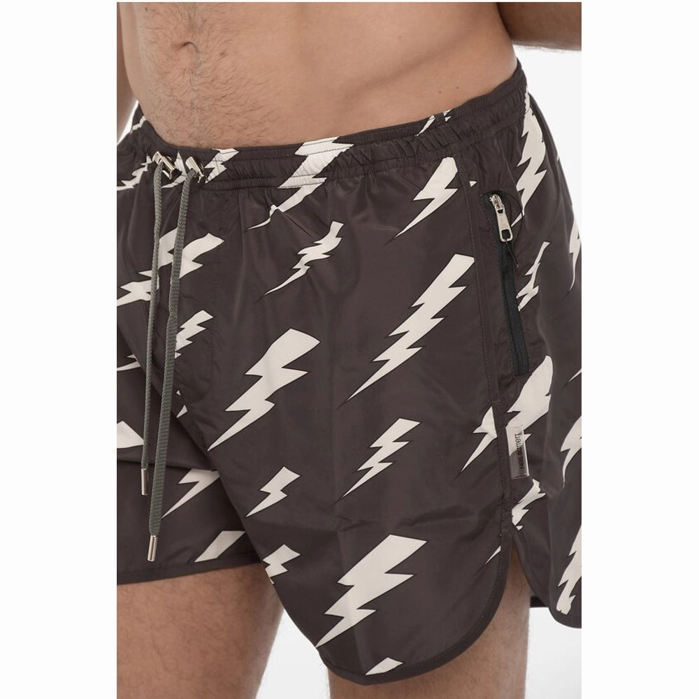 Neil Barrett Slim Fit All-Over Monogram RAIN Swim Men's Shorts