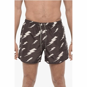 Neil Barrett Slim Fit All-Over Monogram RAIN Swim Men's Shorts