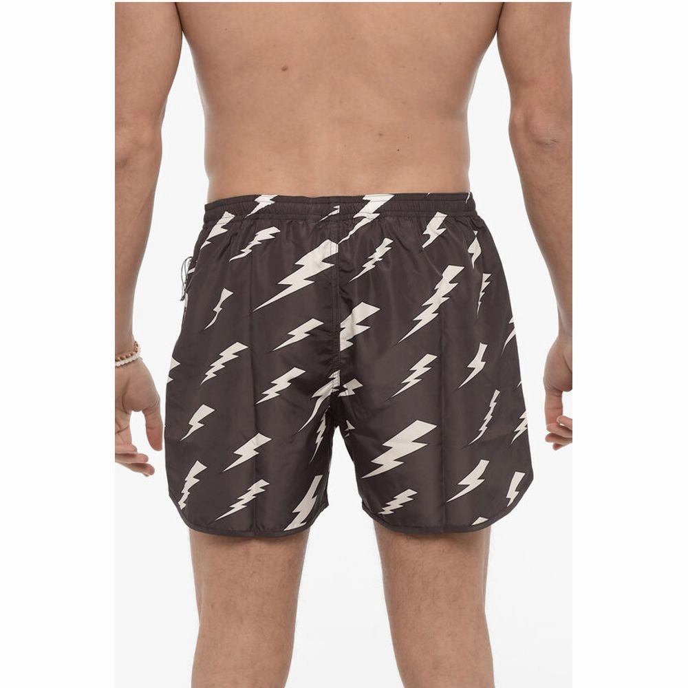 Neil Barrett Slim Fit All-Over Monogram RAIN Swim Men's Shorts