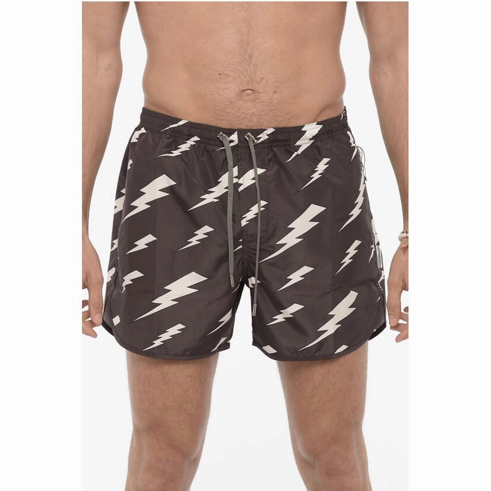 Neil Barrett Slim Fit All-Over Monogram RAIN Swim Men's Shorts