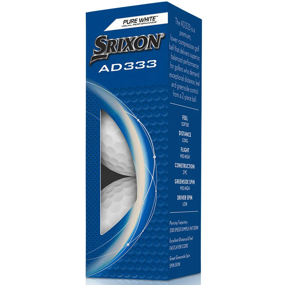 Srixon AD333 Golf Balls - White - 12 Pack, Clearance golf clubs, Yellow golf balls, UV protection golf hat