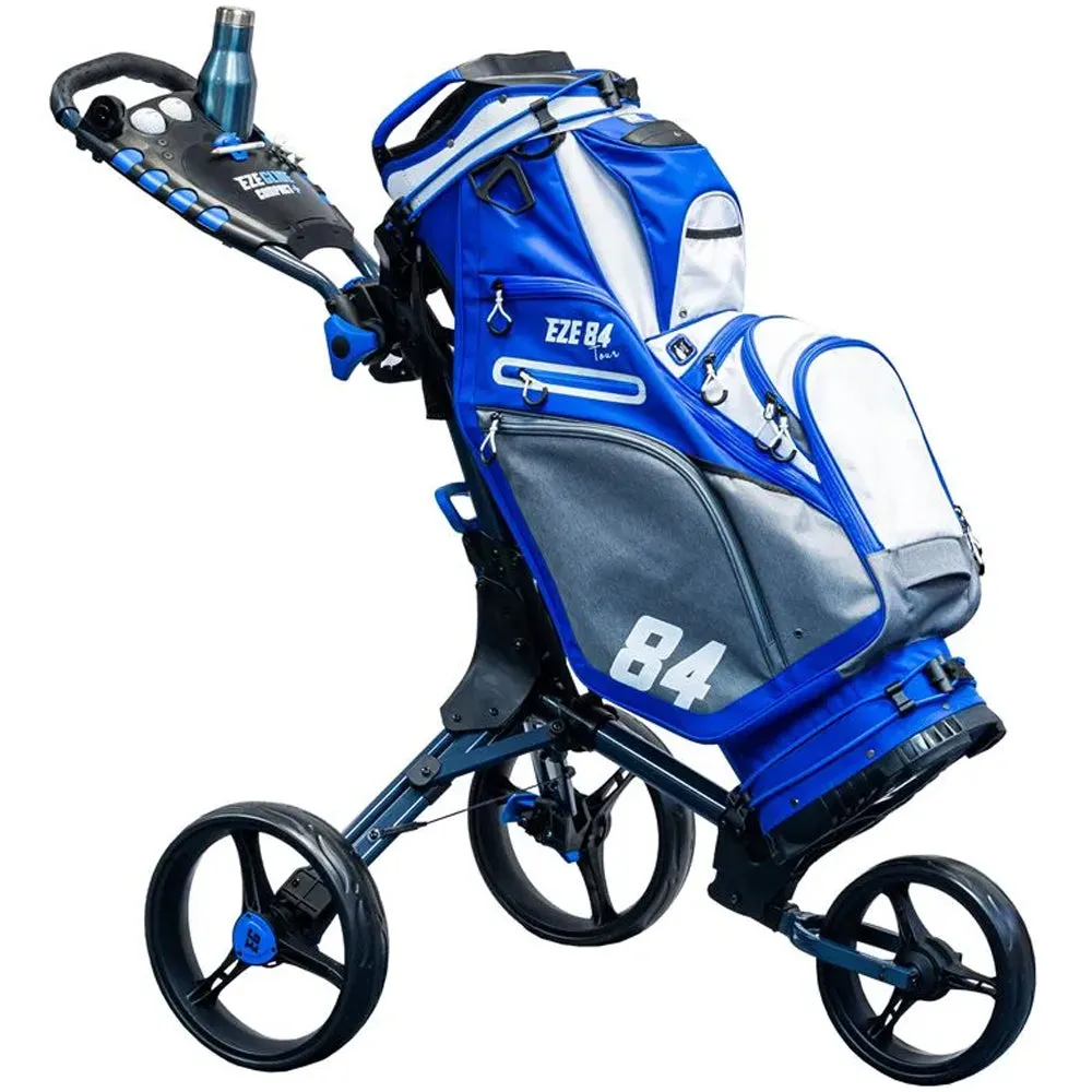 EzeGlide 84 Tour Cart Bag - White/Blue, UV protection golf hat, Best golf irons, Left-handed golf putters