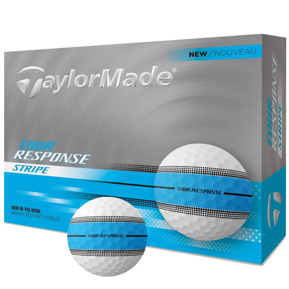 TaylorMade Tour Response Stripe Balls - 4 for 3 - Neon Blue, Waterproof golf jacket