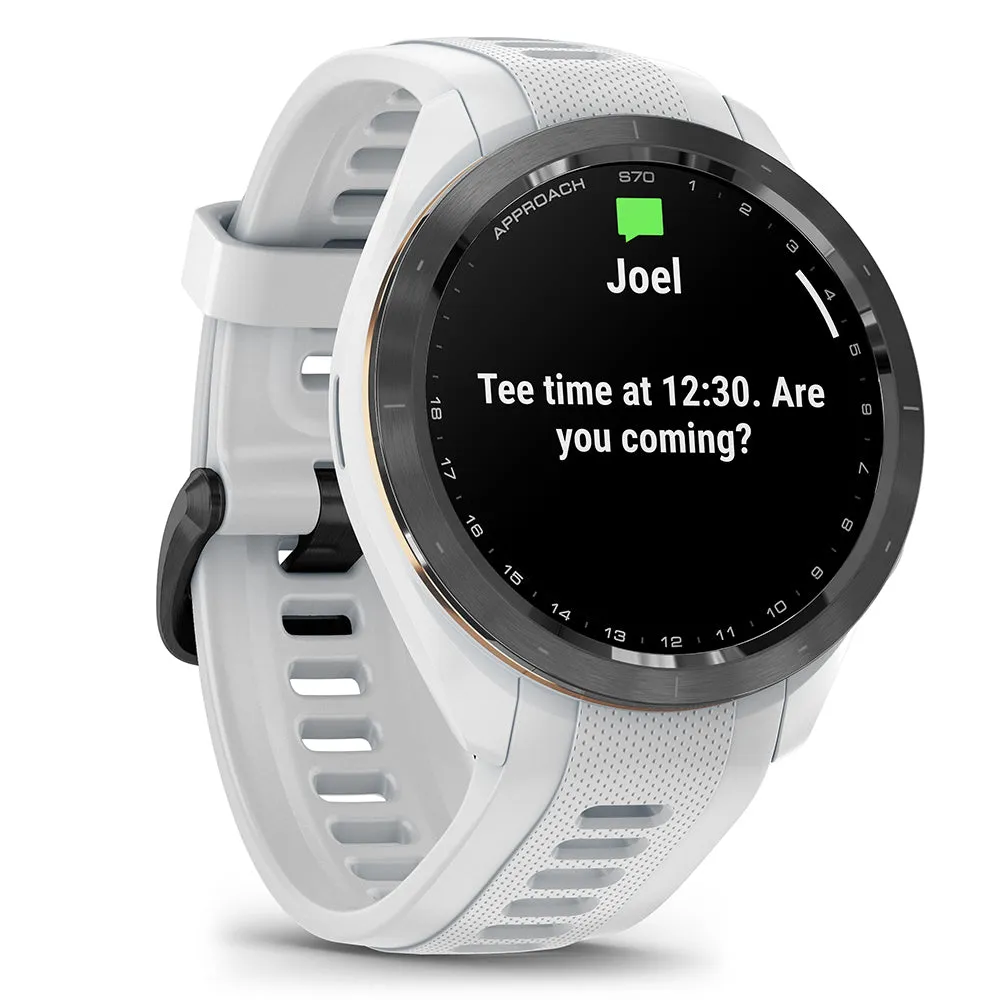 Garmin Approach S70 Golf GPS Smart Watch - White, Recycled golf balls