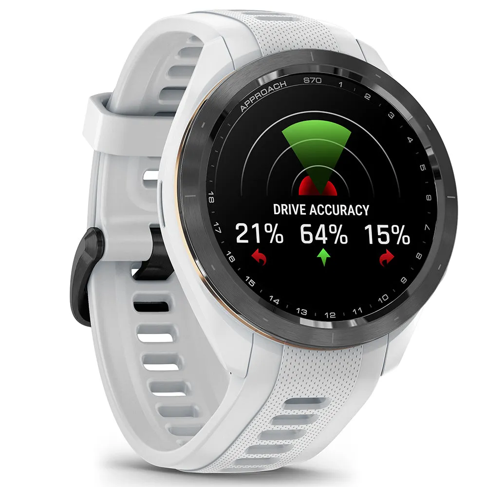 Garmin Approach S70 Golf GPS Smart Watch - White, Golf accessories for women, Left-handed golf clubs, Golf launch monitor