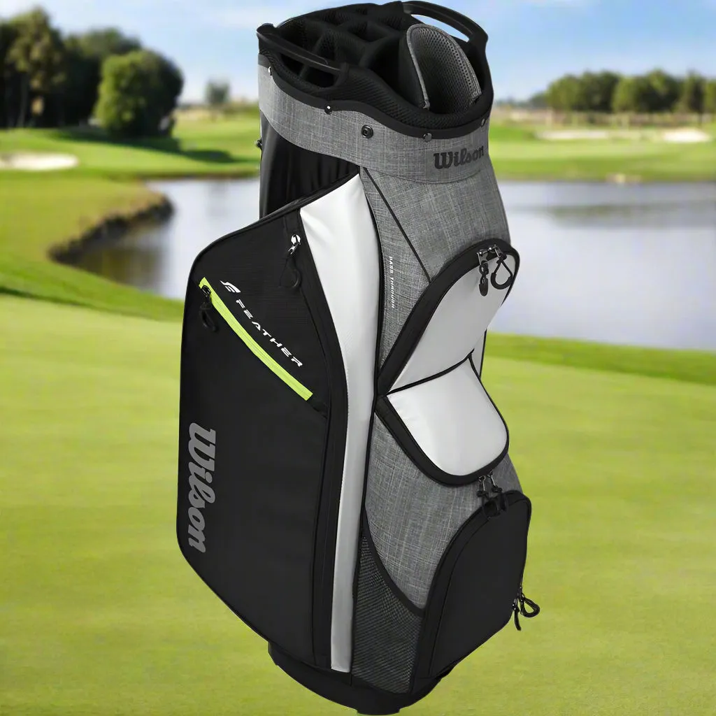 Wilson Feather Cart Bag - Black/Grey/White, Golf cart bag with 14 dividers, Men's golf polo shirts