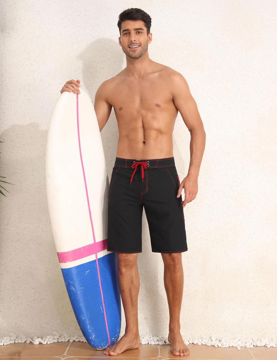 Nonwe Men's Swim Trunks with Compression Liner 2 in 1 Fast Dry Bathing Suits Cargo Surf Board Shorts with Pockets