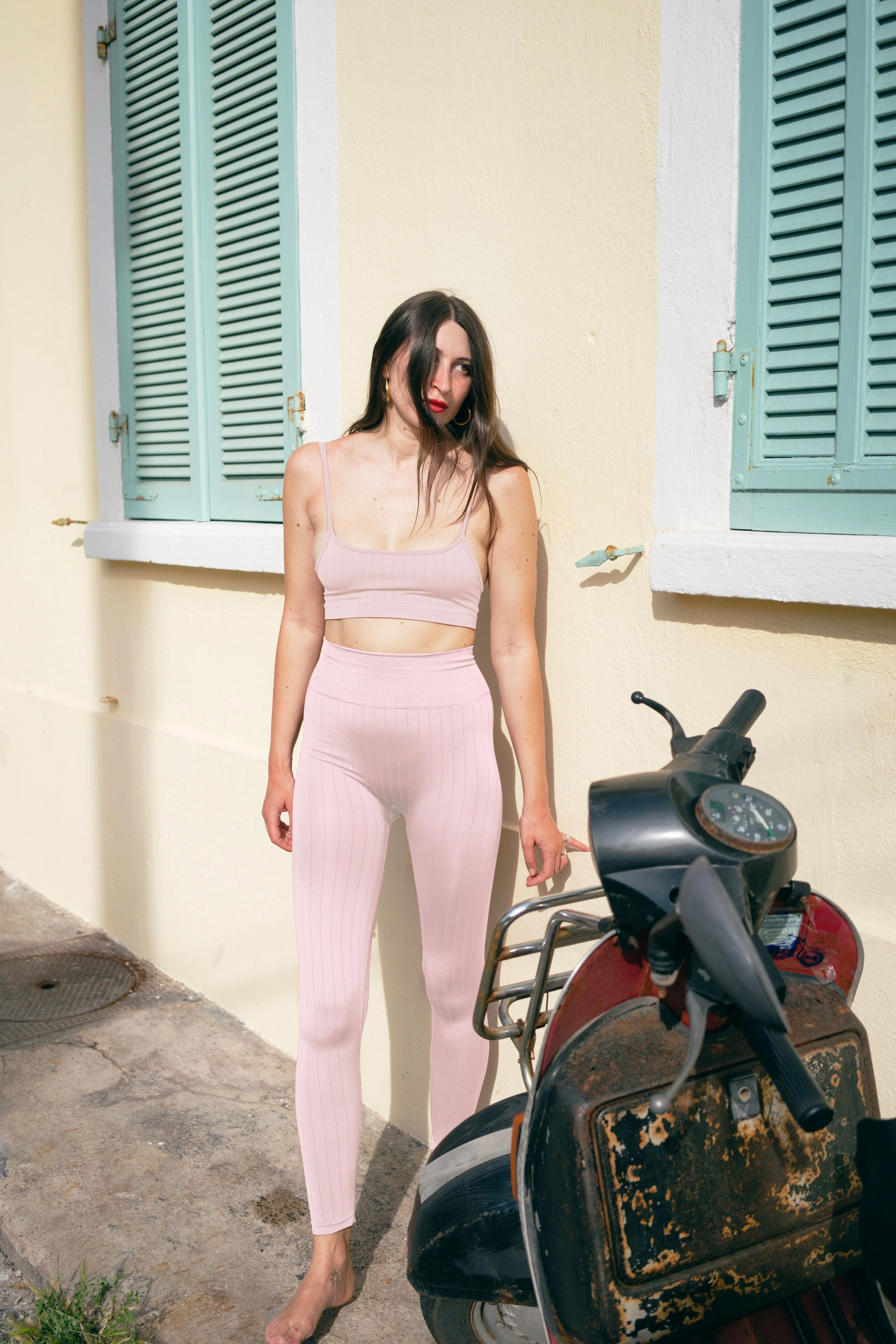 NOURISH Flat Ribbed Leggings | Blush