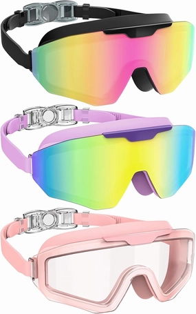 NSSIW Swim Goggles Adult Goggles-for-Swimming: No Leak with UV400 Protection Anti Fog Wide View for Men and Women 3 Pack