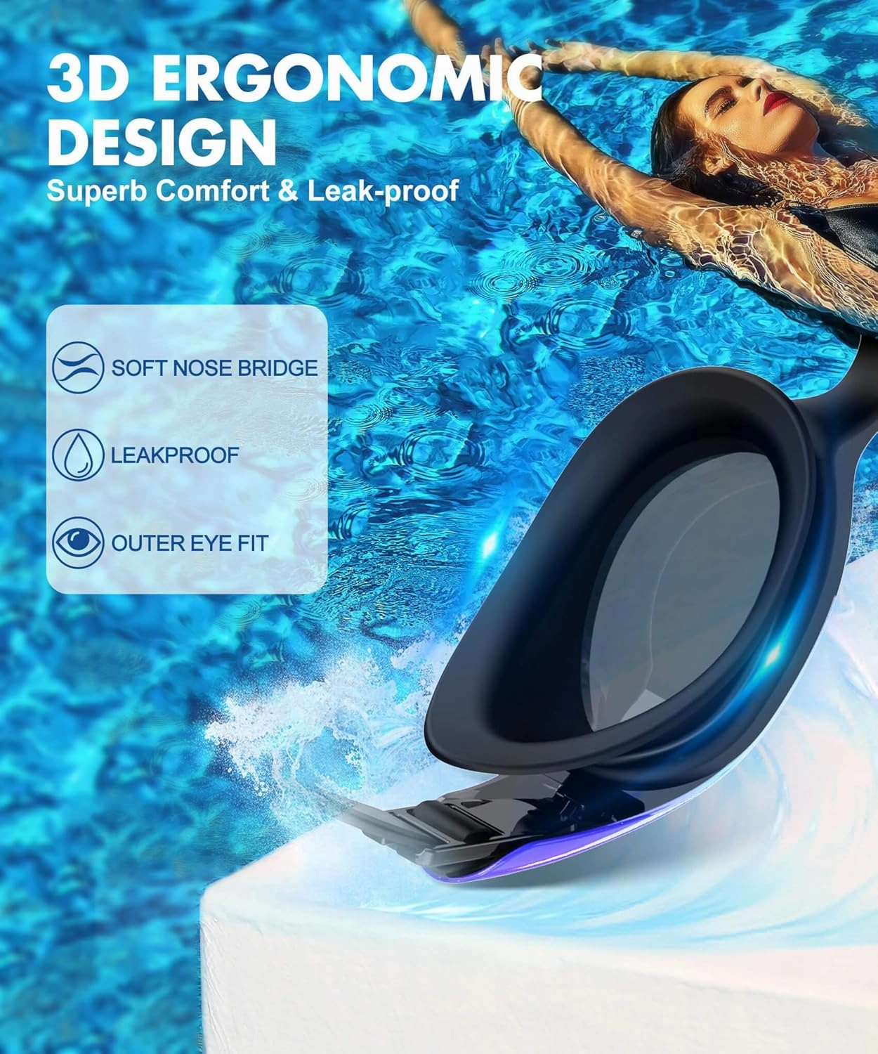 NSSIW Swim Goggles Adult Swimming-Goggles: Pool Goggles for Men and Women with Anti Fog UV400 Protection No Leak 3 Pack