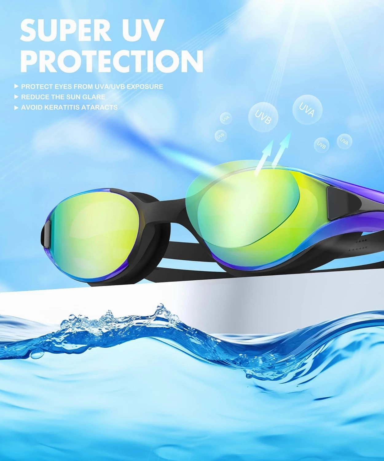 NSSIW Swim Goggles Adult Swimming-Goggles: Pool Goggles for Men and Women with Anti Fog UV400 Protection No Leak 3 Pack