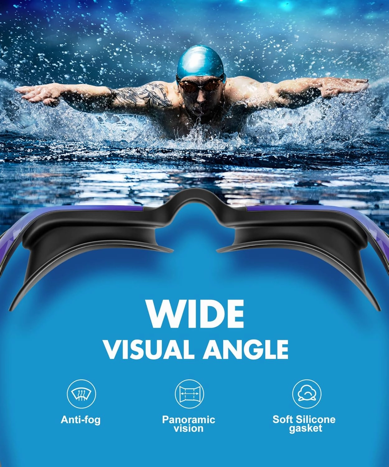 NSSIW Swim Goggles Adult Swimming-Goggles: Pool Goggles for Men and Women with Anti Fog UV400 Protection No Leak 3 Pack