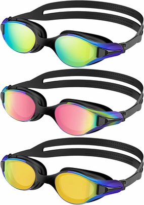 NSSIW Swim Goggles Adult Swimming-Goggles: Pool Goggles for Men and Women with Anti Fog UV400 Protection No Leak 3 Pack