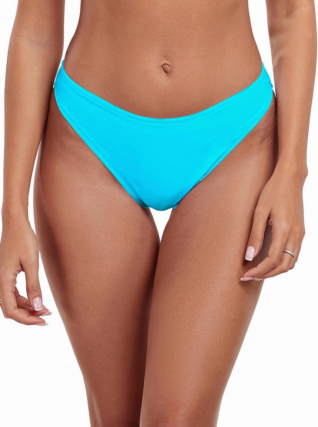 Ocean Blues Women's Cheeky High Leg Bikini Bottom Mid Rise Swim Bottom