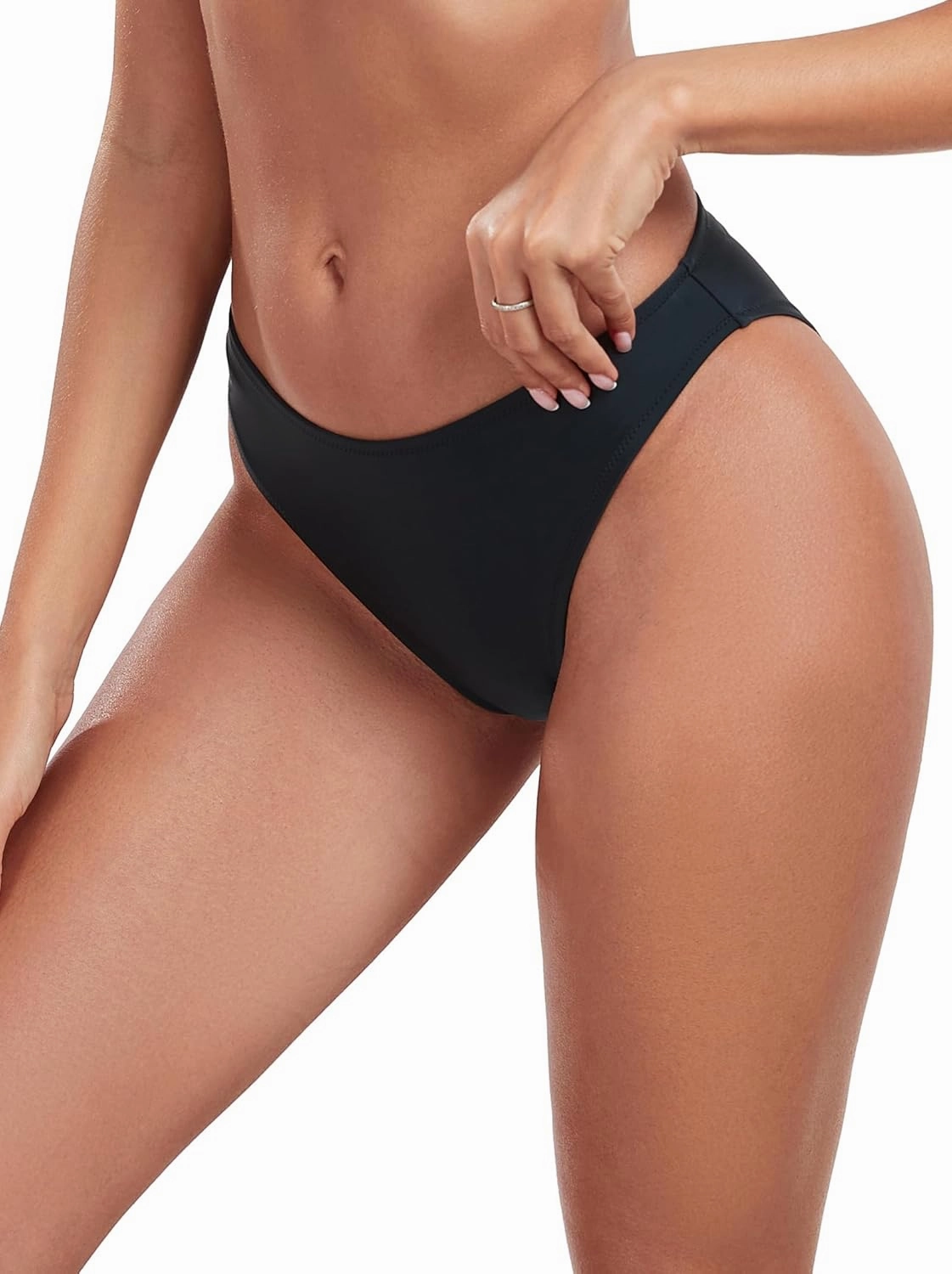 Ocean Blues Women's Cheeky High Leg Bikini Bottom Mid Rise Swim Bottom