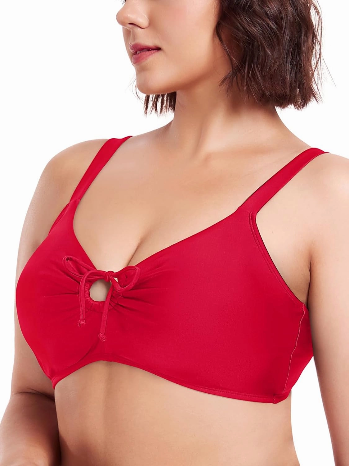 Ocean Blues Women's Retro Cutout Bikini Tops for Women Lace Up Back Padded Swimsuit Top