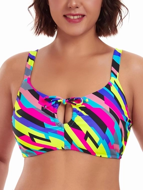 Ocean Blues Women's Retro Cutout Bikini Tops for Women Lace Up Back Padded Swimsuit Top