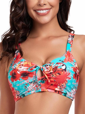 Ocean Blues Women's Retro Cutout Bikini Tops for Women Lace Up Back Padded Swimsuit Top