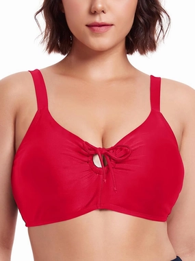 Ocean Blues Women's Retro Cutout Bikini Tops for Women Lace Up Back Padded Swimsuit Top