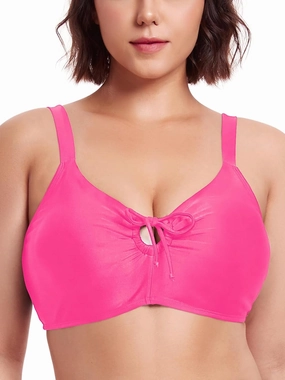 Ocean Blues Women's Retro Cutout Bikini Tops for Women Lace Up Back Padded Swimsuit Top