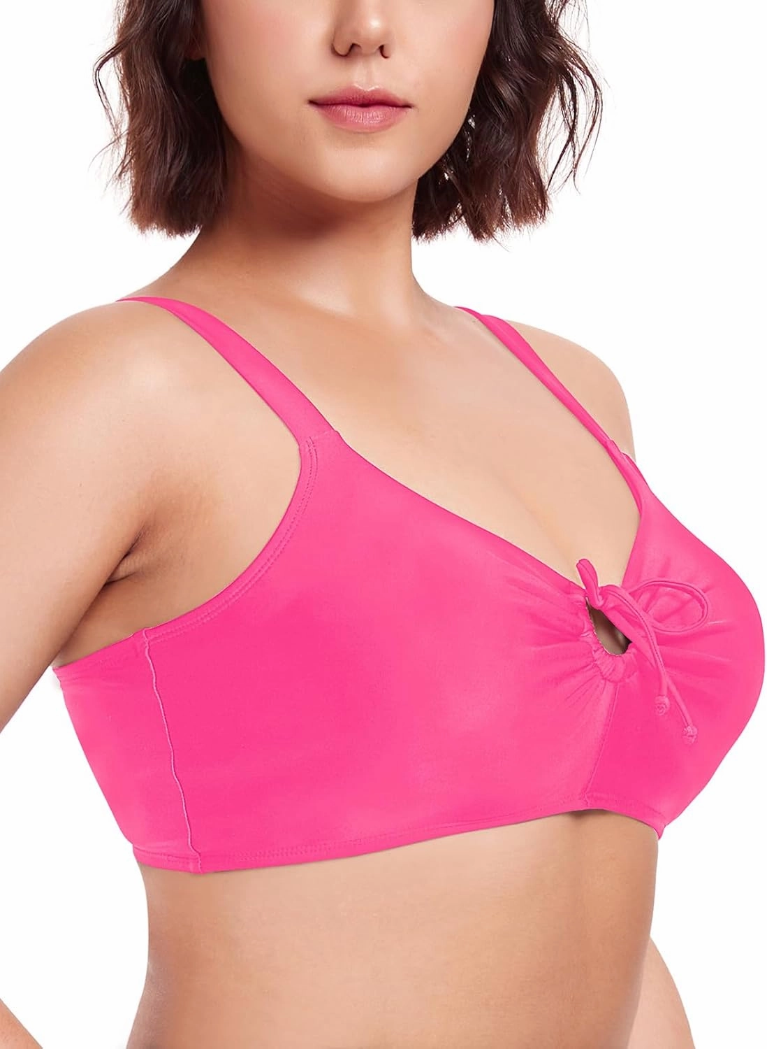 Ocean Blues Women's Retro Cutout Bikini Tops for Women Lace Up Back Padded Swimsuit Top