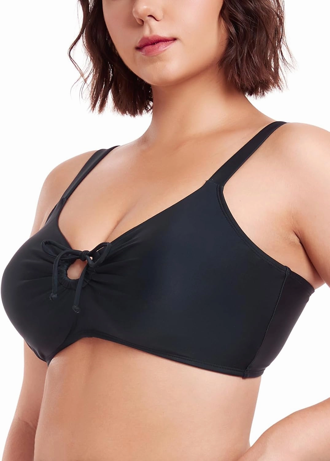 Ocean Blues Women's Retro Cutout Bikini Tops for Women Lace Up Back Padded Swimsuit Top