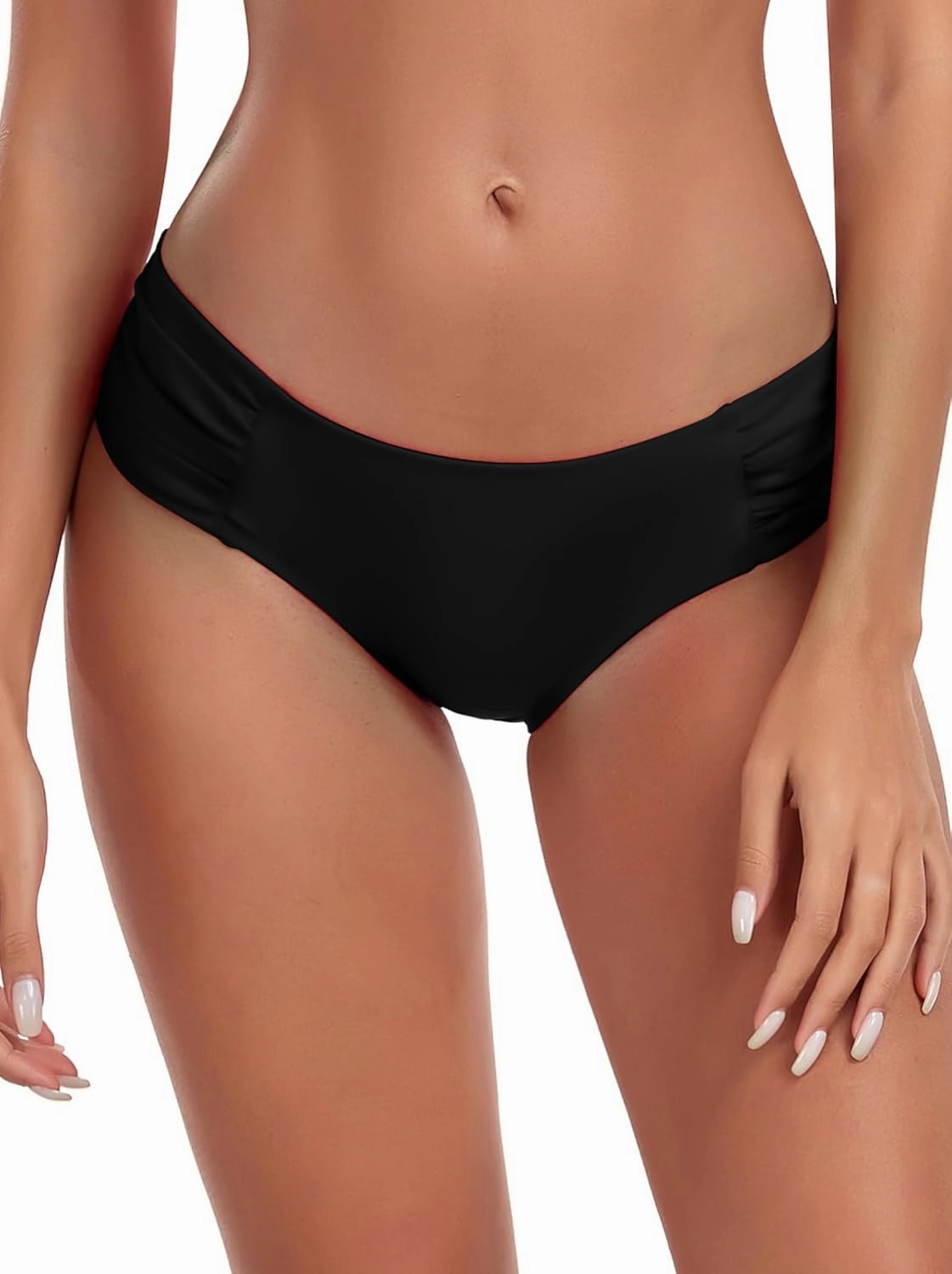 Ocean Blues Women's Ruched Sides Bikini Bottom Full Coverage Bikini Bottom